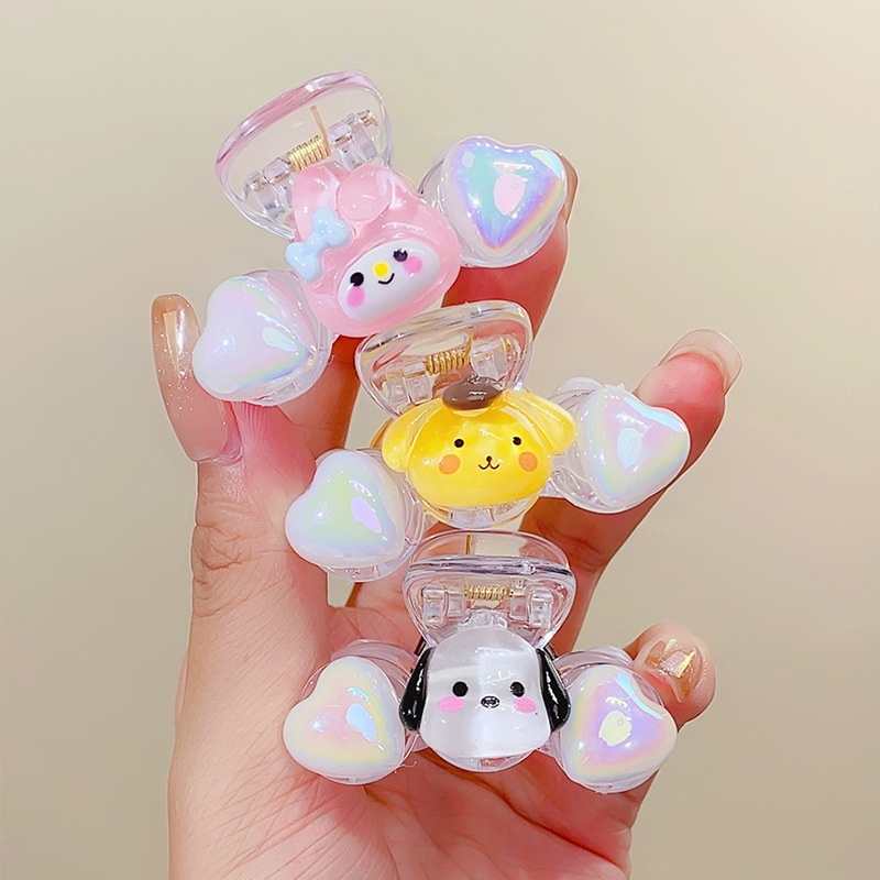 Thin Flashing Sanrio Mini Hair Clip Korean Hairpin Cute Sweet Girl Heart Kuromi Hair Accessories Cartoon Bangs High Ponytail Handy Tool