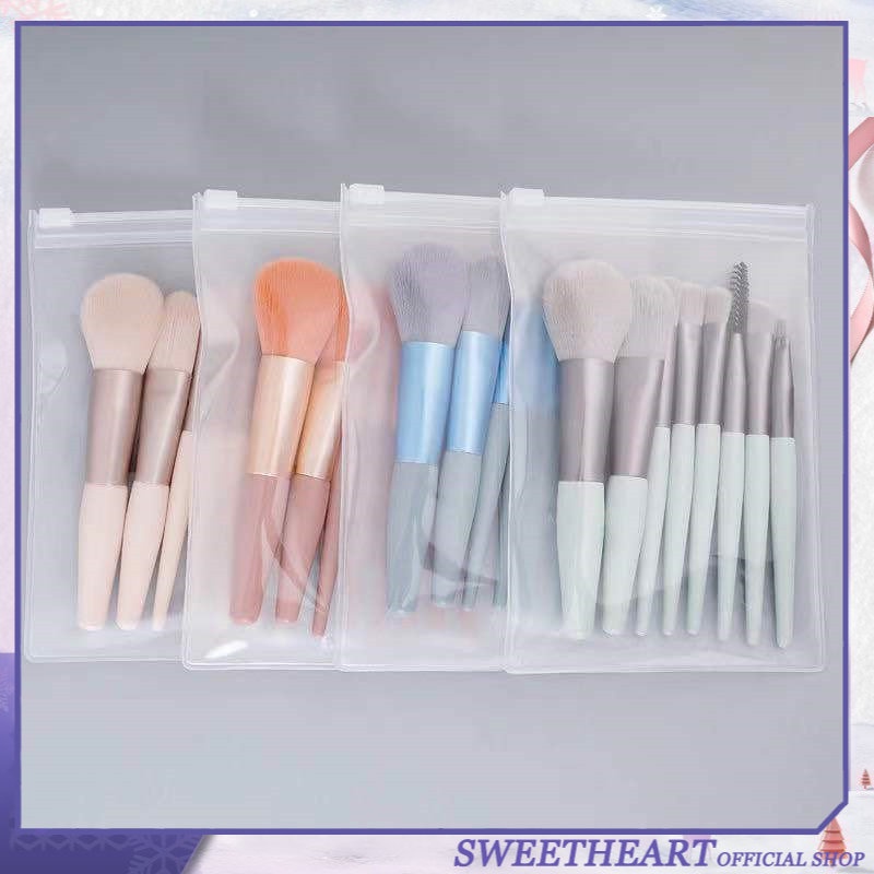 8pcs Kuas Kecantikan Set Brush Parity Mini Alat Kecantikan Bulu Lembut 8pcs Macaron Makeup Brush Set Sweetheart