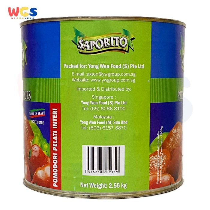 Saporito Italian Whole Peeled Tomato 2,55 kg