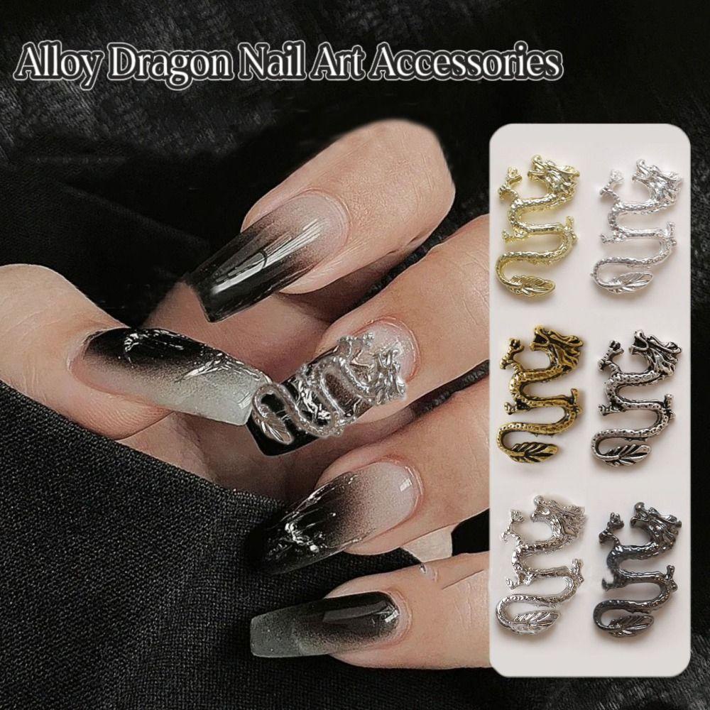 Mxbeauty Alloy Naga Dekorasi Kreatif DIY Retro Perak Emas Nail Art 3D Logam Kuku Ornamen