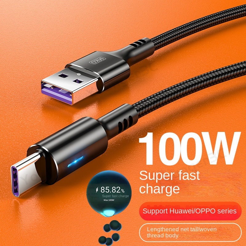 6a Kabel Telepon Pengisian Super Cepat Kabel Data Fishnet USB 5A Dengan Indikator 1.2M/2M Kabel Data USB Untuk Tipe C Android