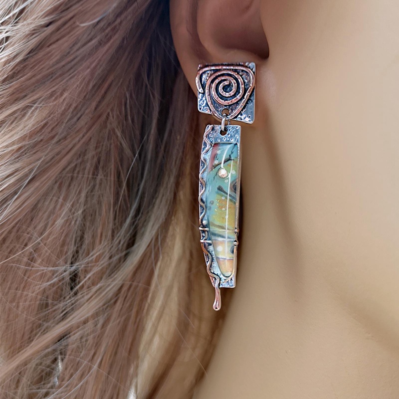 Bohemian Multicolor Batu Perhiasan Menjuntai Anting Untuk Wanita Retro Etnik Tribal Drop Earring Statement Aksesoris Jewelry