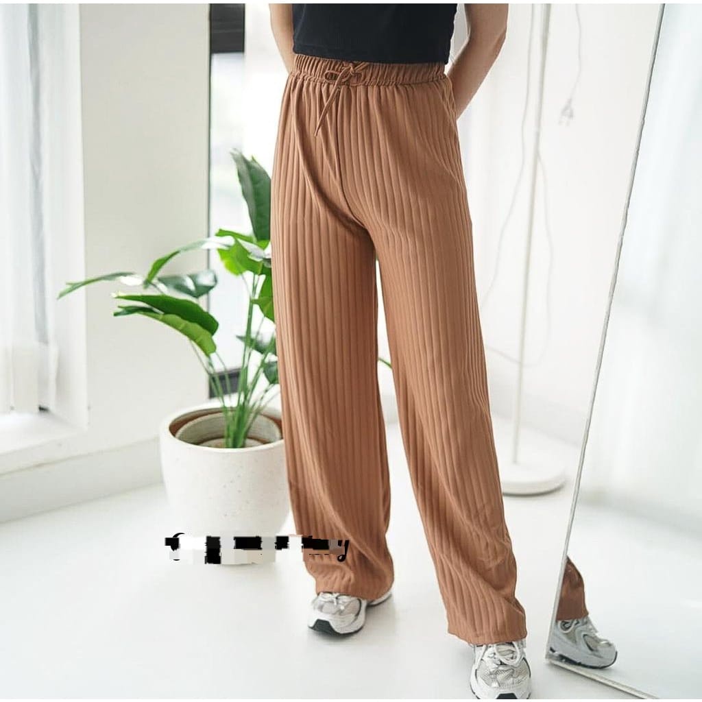 BEFAST - ZFS OOTD WANITA CELANA KATTY / HORNET KNIT PANTS / Celana Kulot Korean Style / Kulot Panjang Polos Formal / Fashion Kekinian Remaja ABG / Outfit Daily Wanita Kerja Casual / Celana Kulot Bahan RIB Terlaris