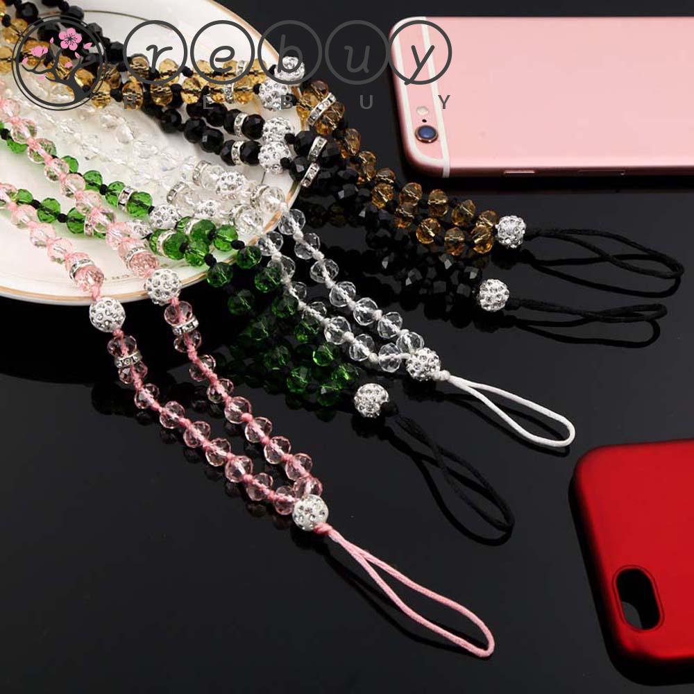 REBUY Bling Mobile Phone Strap for Women Girl Beads Chain Mobile Phone Lanyard Mobile Phone Accessories Luxury Colorful Hanging Cord Neckband Lanyard Crystal Neck Strap/Multicolor