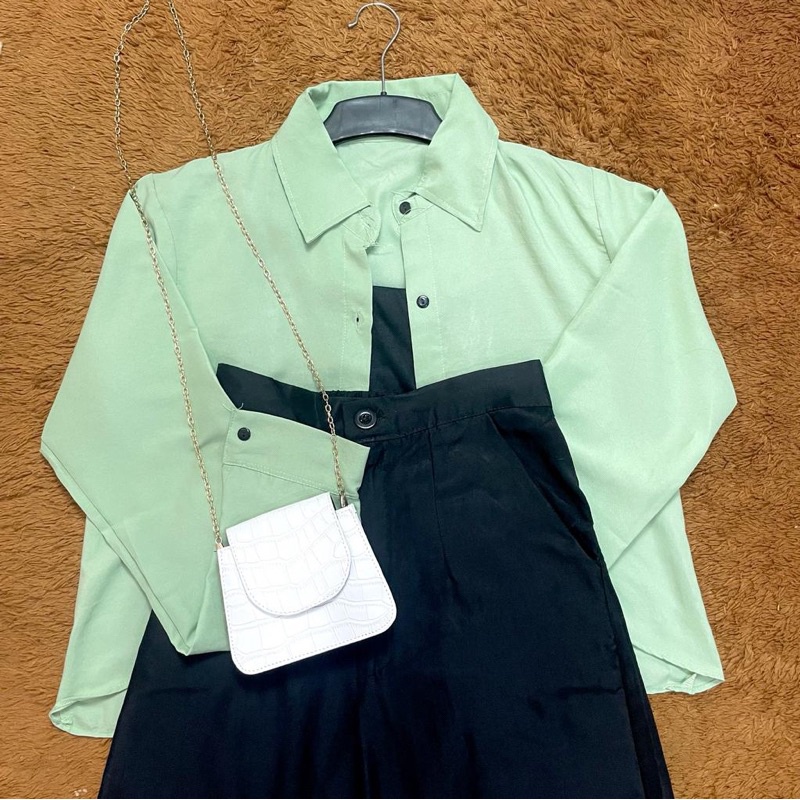 AZ.FS - RFD Oufiit Setelan Celana Wanita Terbaru  / Setelan Kemeja Crop Celana Panjang / Set Wanita 