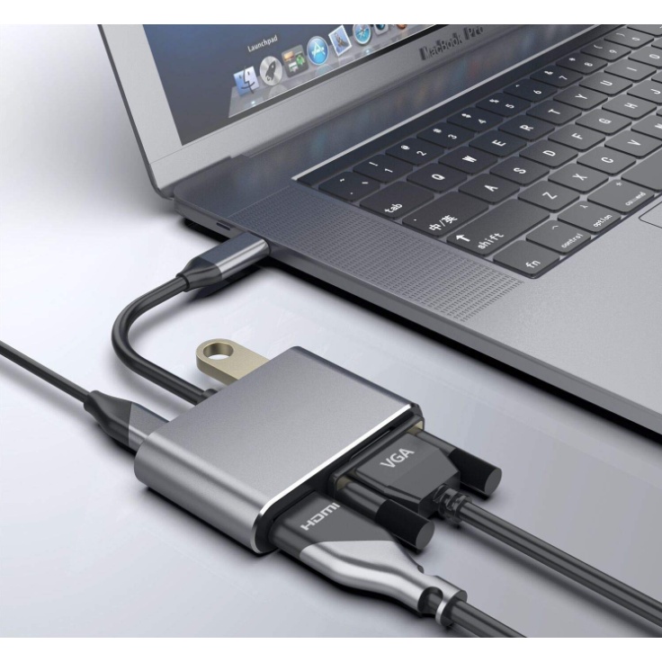 Converter Type C to 4 In 1 HDMI, VGA, Type USB C, USB A 3.0 High Quality