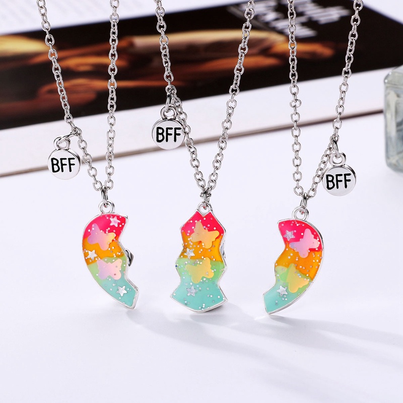 3 Pcs/Set Fashion Teman Baik Anak Kalung Geometris Menetes Minyak Magnet Jahitan Cinta Kalung