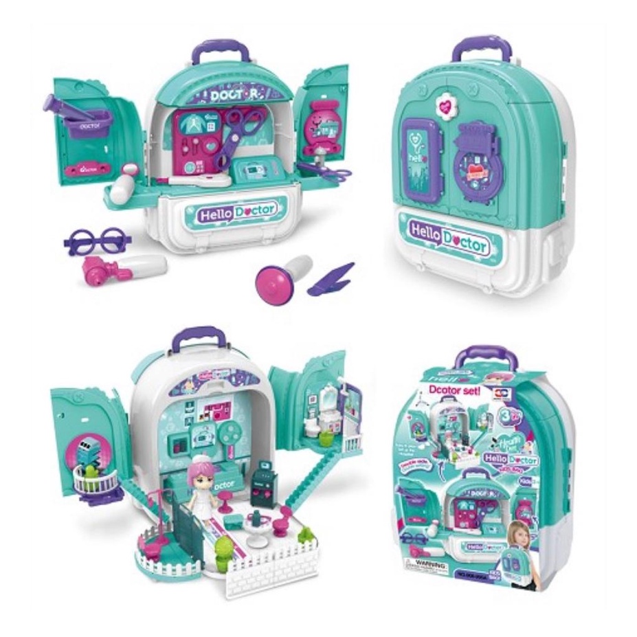 Mainan Anak KID BAG DOUBLE SIDE Tas DIY Bag Backpack Tas Ransel Anak Mainan Tools Koper Beauty Koper Doctor Koper Tas Anak