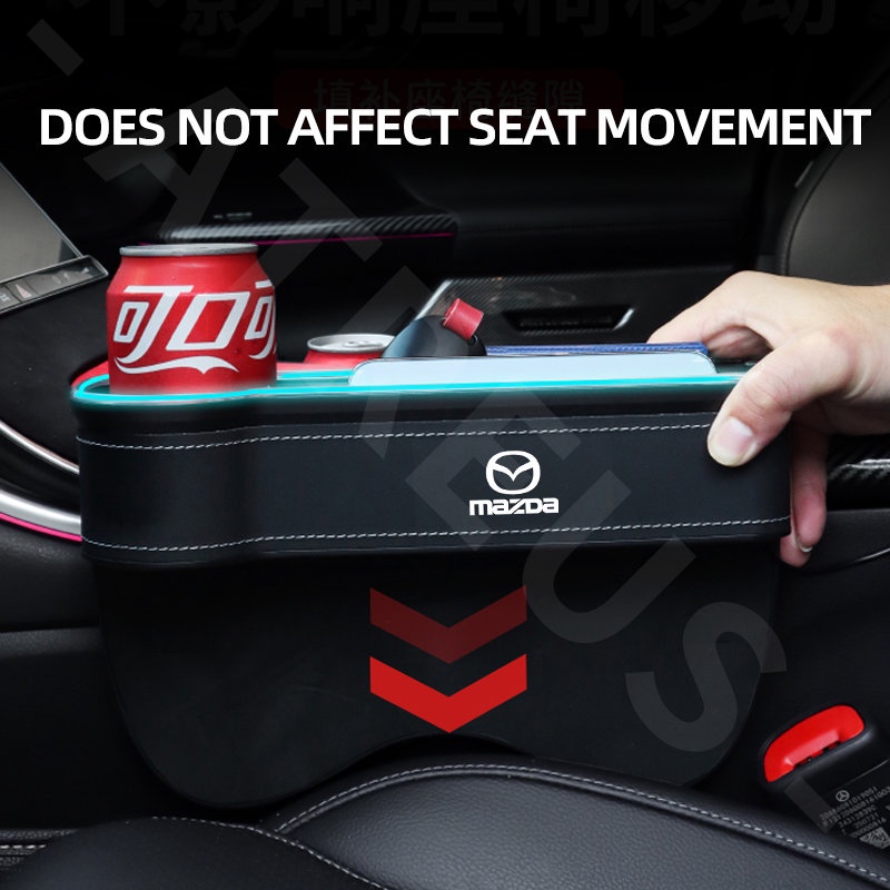 Mazda Kotak Penyimpanan Celah Jok Mobil LED Dengan port charging Seat Side Gap Slit Pocket Storage Untuk2 3 CX5 CX30 CX8 CX3 Mazda2 6 5