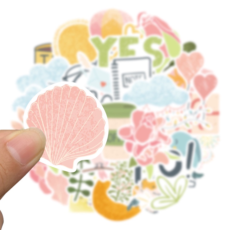 49pcs Kartun Sunshine Bunga Burung Tanaman Diy Stiker Untuk Alat Tulis Meja Scrapbook Kertas Kerajinan