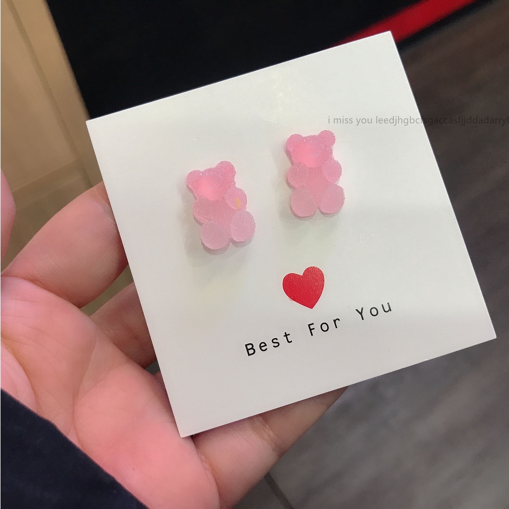 Super Cute Gummy Bear Stud Earring Untuk Wanita Anak Gradual Warna-Warni Kartun Hewan Anting Perhiasan Aksesoris Pesta