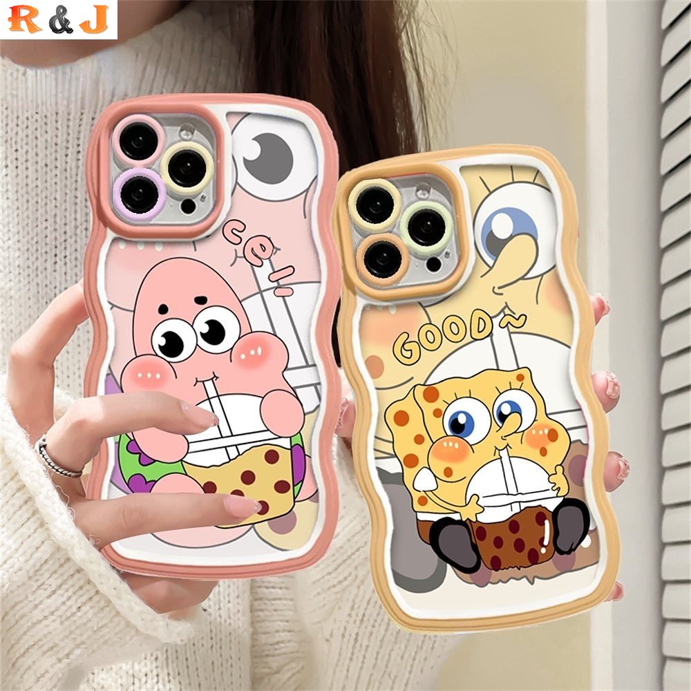 Casing SpongeBob Case Realme 10 C30 C31 C35 C21Y C25Y RealmeC11 2021 C15 C25 C17 C12 C3 C2 Realme 8i 7i 5 5i 6i 7 Pro Lucu Bubble tea Dan Patrick Star Wave Edge TPU Creative Phone Cover