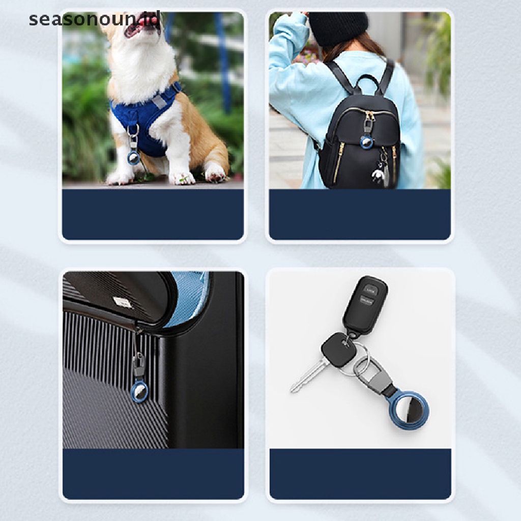 Seasonoun 1pc Airtag Case Pelindung Magnetik Untuk Airtags Cover Keychain Holder Tracker.