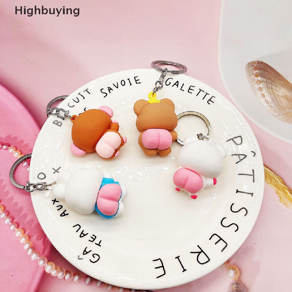 Hbid Kartun Pantat Lucu Tiga Dimensi Boneka Gantungan Kunci PVC Lem Lembut Monyet Babi Kelinci Beruang Tas Liontin Perhiasan Hadiah Glory