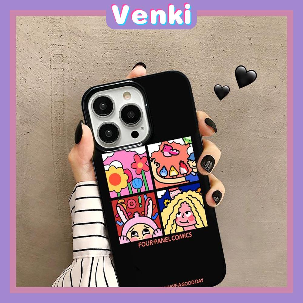 iPhone Case Soft TPU Glossy Black Candy Case Cute Four-panel Comic Camera Protection Shockproof For iPhone 14 13 12 11 Pro Max 7 8 Plus X XR