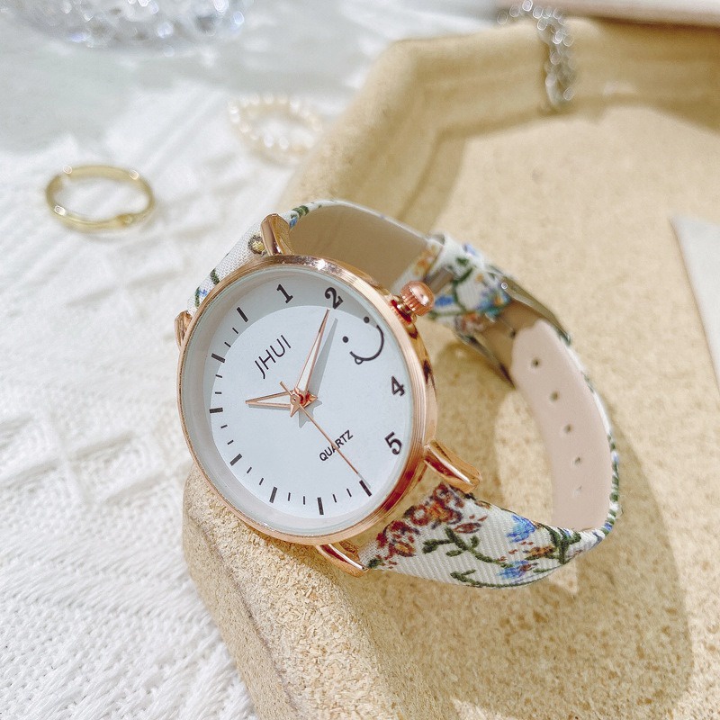 HBS 186 Jam Tangan Strap PU Analog Casual Gaya Retro Untuk Wanita Watch Korean Fashion