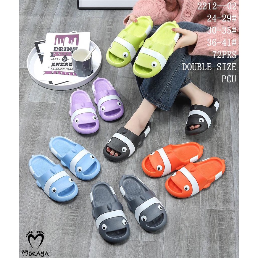 Sandal Slop Jelly Anak Cewek Cowok Motif Nemo Kiyowo Super Empuk Lucu Imut Trendy Import Mokaya / Size 24-35 (2212-02)