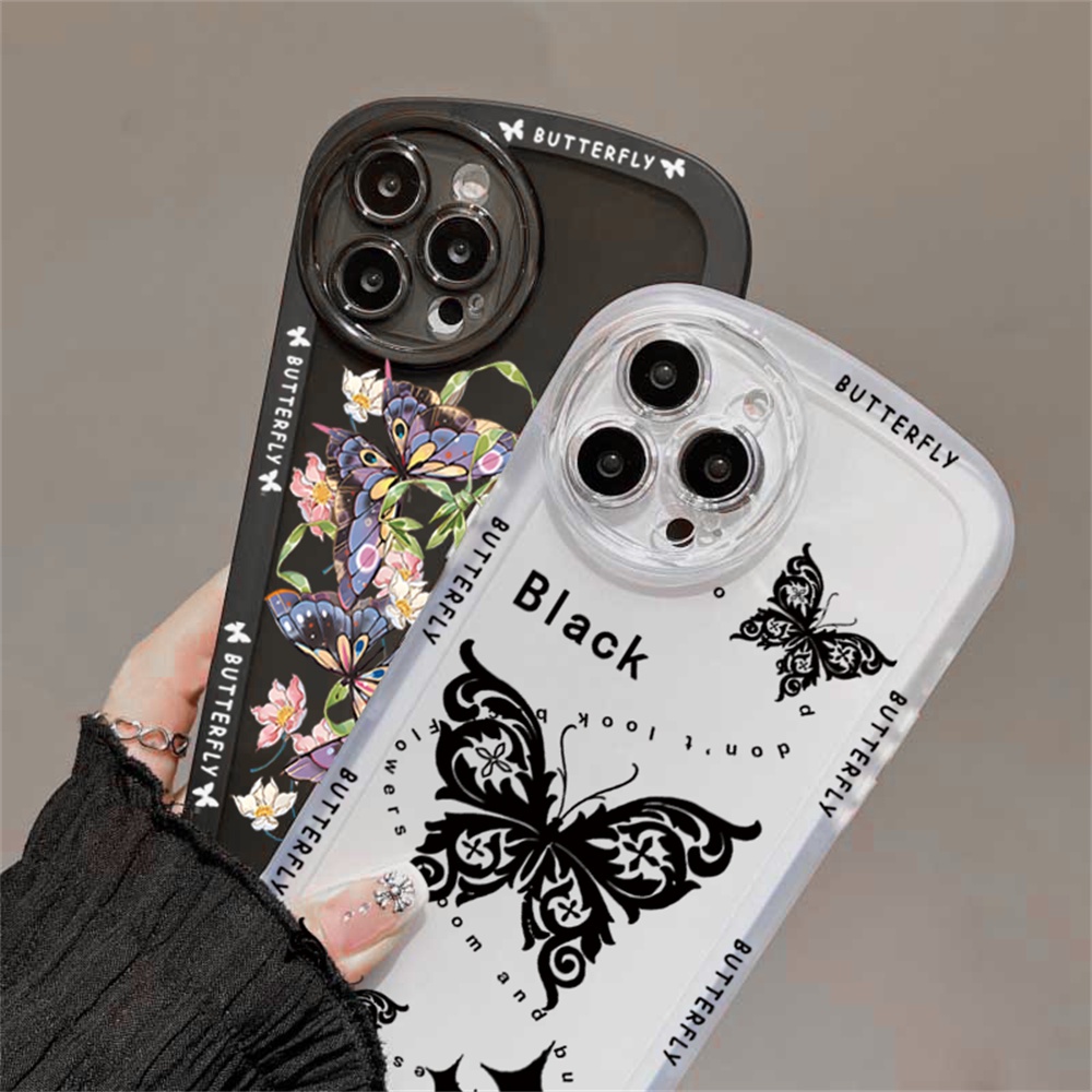 Case Samsung A13 A02S A03 A03S A30S A11 A12 A51 A30 A50 A52 A20S A10S M11 M12 J7 Pro J7 Prime J4 Plus Garland Butterflies Dan Dark Butterflies Creative Silicone Phone Cover