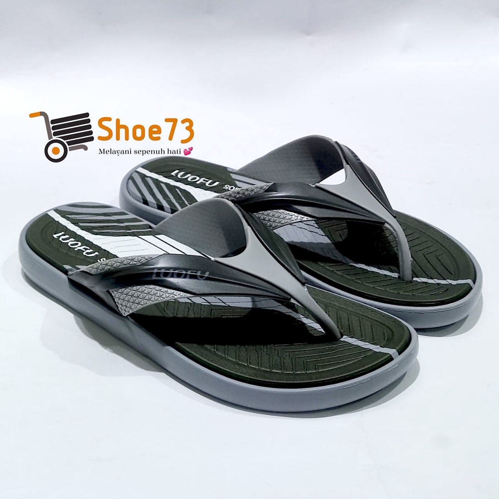 LUOFU E 6155 - E80WB SIZE 40-44 ORIGINAL l Sandal jepit jelly pria l Sendal jepit cowok impor