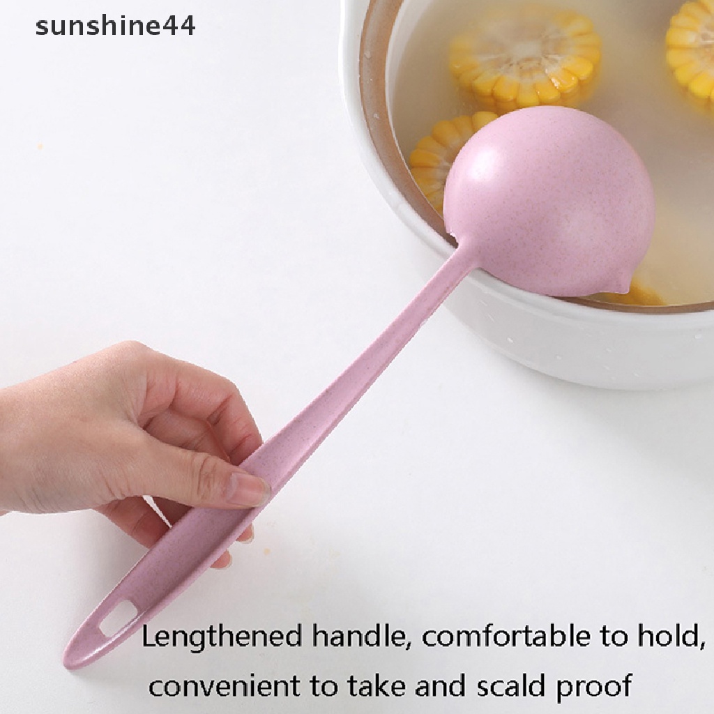 Sunshine Sendok Sup Gagang Panjang 2in1 Sendok Slotted Home Strainer Cooking Colander Kitchen Scoop Aksesoris Dapur Plastik ID