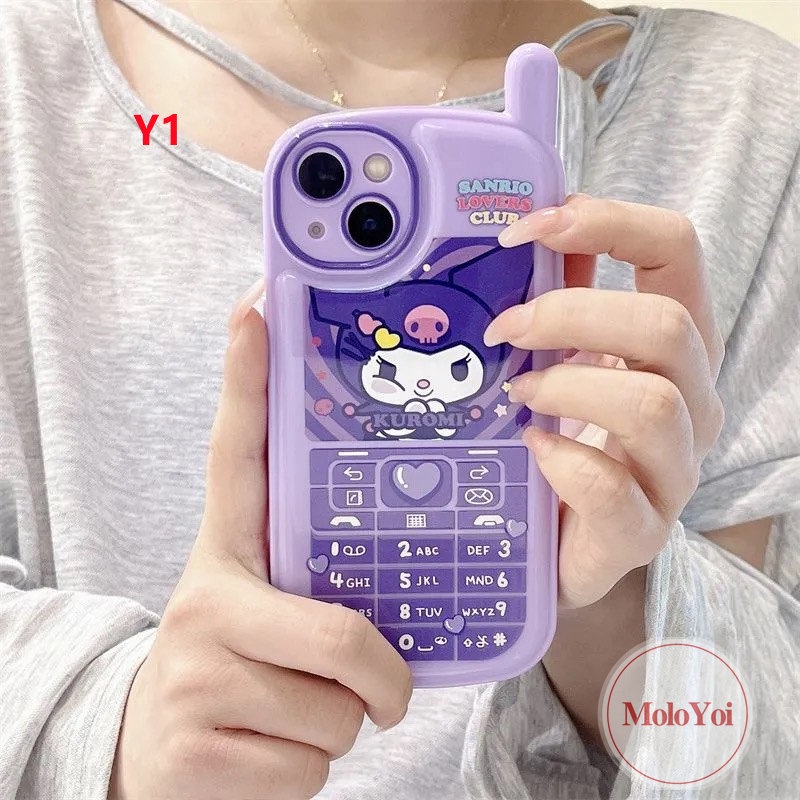 IPHONE Kartun Imut Melody Coolommy Case Kompatibel Untuk Iphone11 7 8 Plus XR 14 13 12 Pro MAX X XS MAX Kepribadian Retro Bentuk Ponsel Seluler Soft Cover