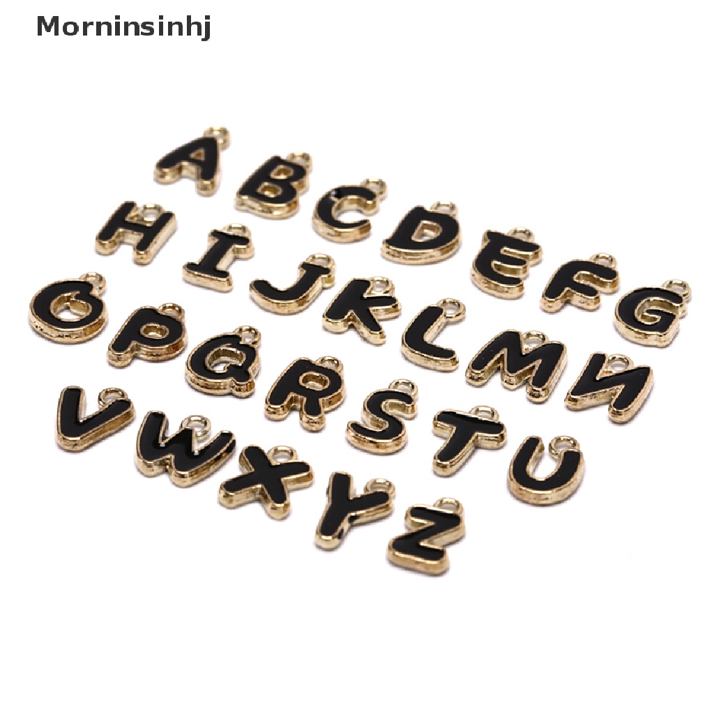 Mornin 26Pcs Enamel Alphabet Ch Inisial Huruf Gelang Perhiasan DIY Craft Making id