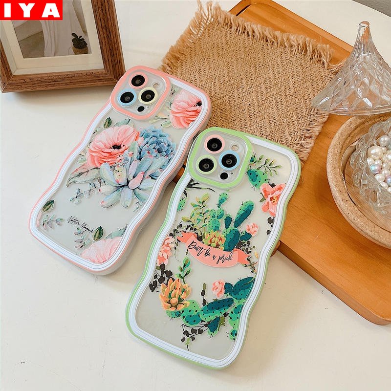 IPHONE Soft Case Iphone14 14 Pro MAX IPhone13 Pro MAX 11PRO 11PRO Max12 12Pro MAX XR XS Max6 6S 7 8 Plus SE 2020 Fashion Realistis Tanaman Berdaging Kombinasi Pola Desain Sarung