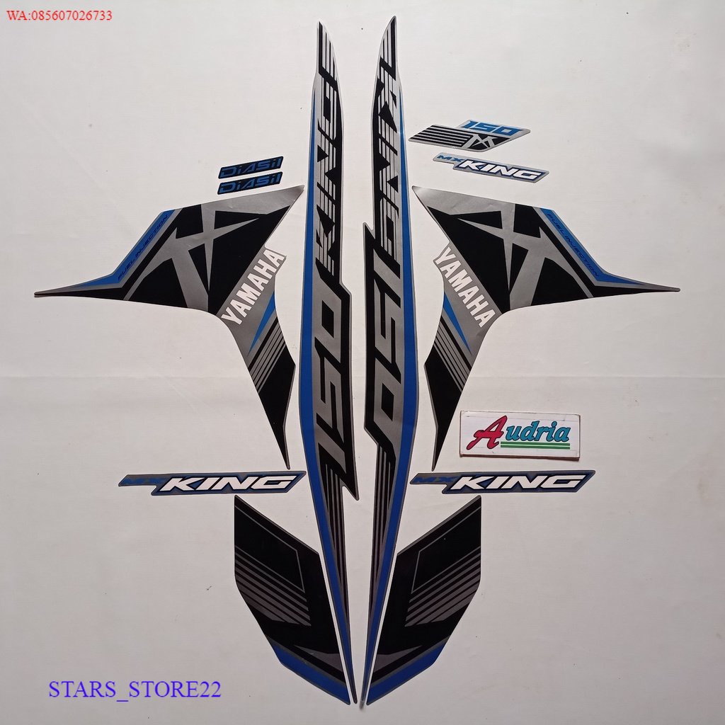 (ORI) Striping lis body motor Yamaha jupiter mx king 2017 full silver-biru