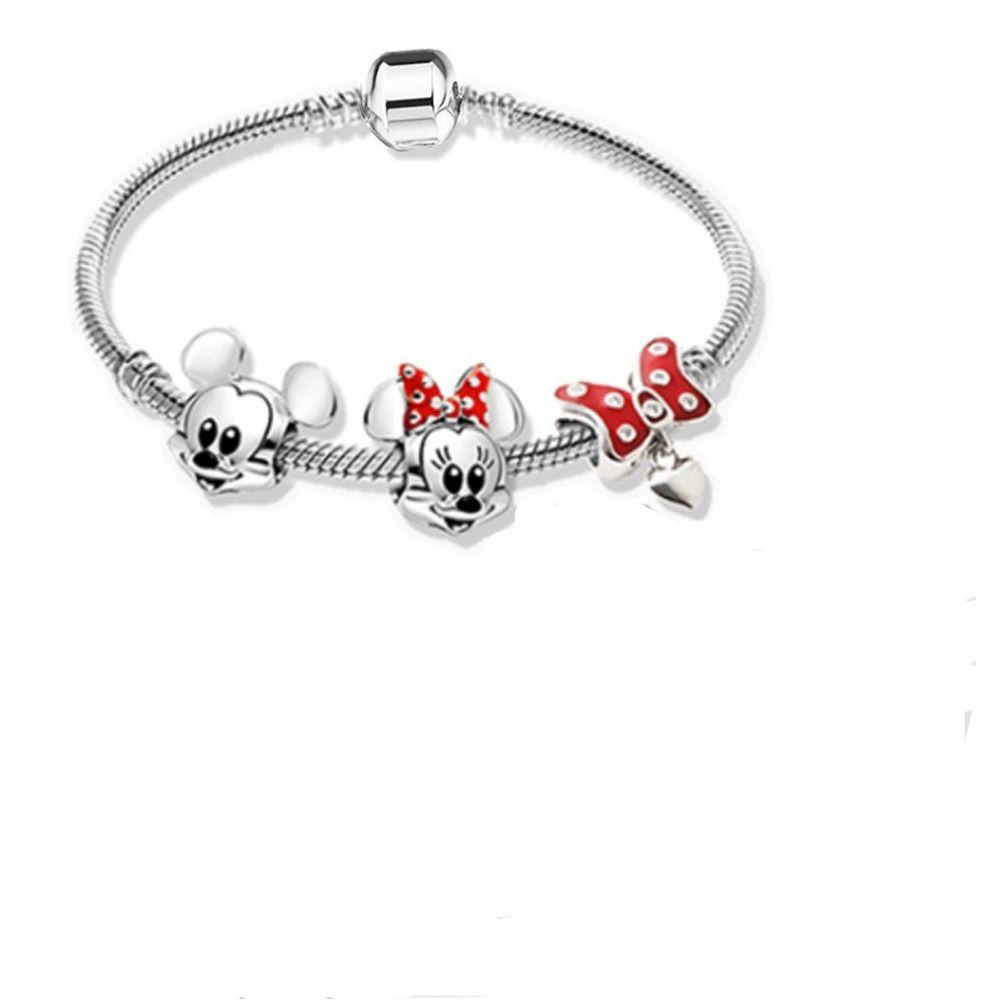 [Elegan] Gelang Wanita Kepribadian Trendi Hati Sederhana Desain Niche Anime Hadiah Gadis Paduan Mickey Mouse Tangan Tali