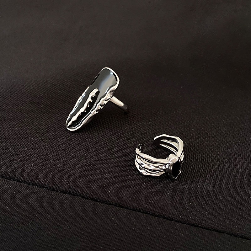 4pcs/set Set Set Cincin Pembuka Kuku Jari Geometris Bahan Alloy Punk Untuk Wanita