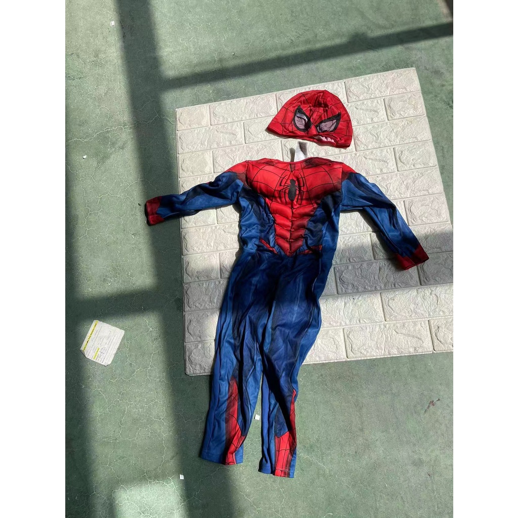 BAJU ANAK SPIDERMAN IRONMAN KOSTUM JUMPSUIT SUPERHERO TOPENG