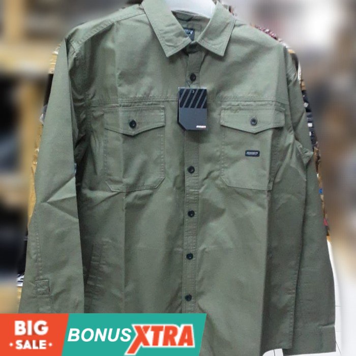 Kemeja EIGER19891989 RUVIDO Shirt Cream Olive 91000 7622 Original Cowok Bdg Bandung