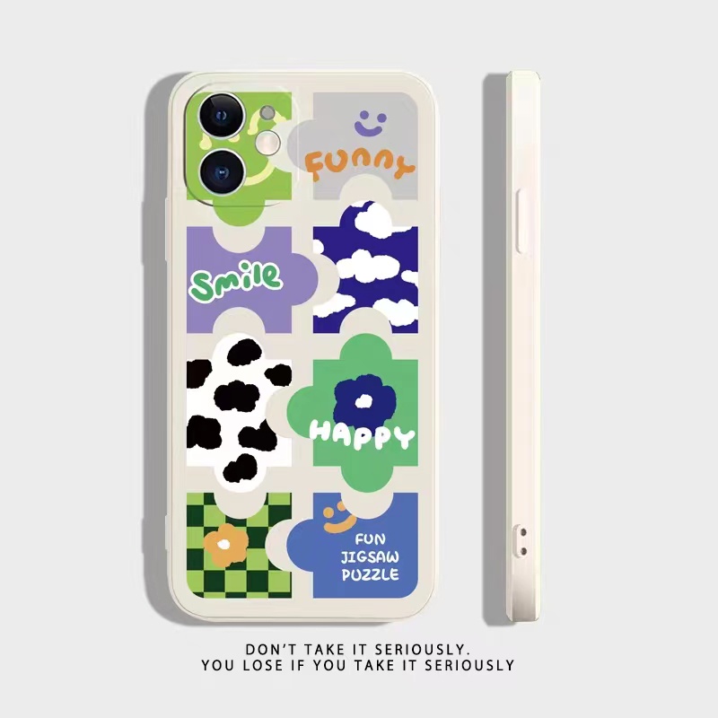 IPHONE Ins Pola Puzzle Cocok Untuk Iphone14 14pro 14plus 13 13pro 13prm iPhone12 7Plus 8Plus Xr XS 13 Pro Max Empat Sudut Casing Ponsel Tahan Guncangan