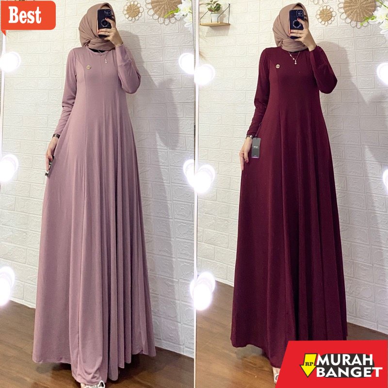 Tren baju lebaran wanita 2023- Gamis Nada - Gamis Jersey Korea - Gamis Polos Premium Original by:irn