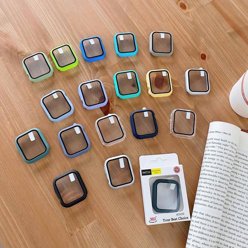 Case Pelindung Layar Untuk Apple Watch Series8 7 6 5 4 3 2 1 SE Kaca+cover Untuk iwatch 38mm 40mm 41mm 42mm 44mm 45mm Aksesoris