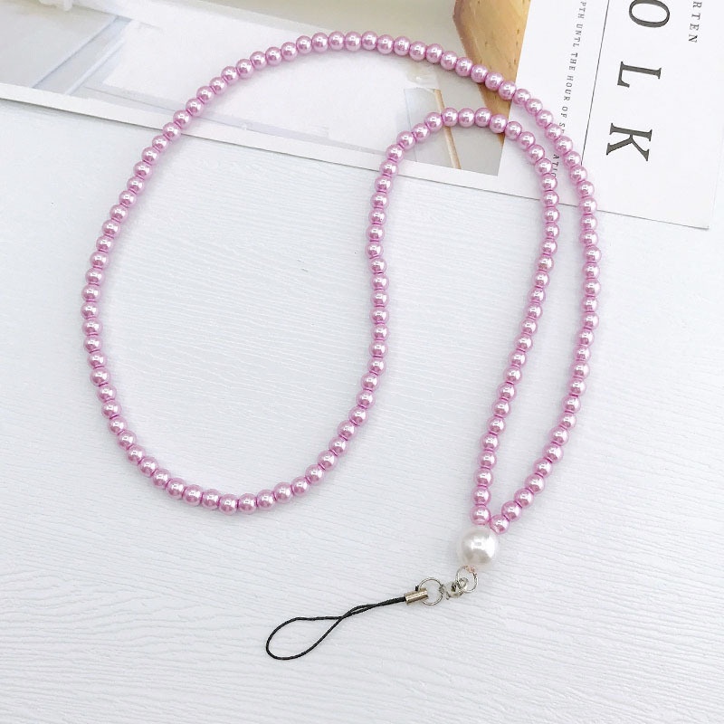 5warna Solid Bulat Rantai Manik-Manik Mutiara Imitasi 40CM Anti-lost Lanyard Panjang Universal Strap Untuk iPhone Android OPPO VIVO Huawei Xiaomi Redmi Samsung Semua Ponsel DIY