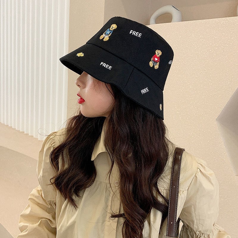 Topi Nelayan Kartun Bordir Beruang Kecil Versi Korea