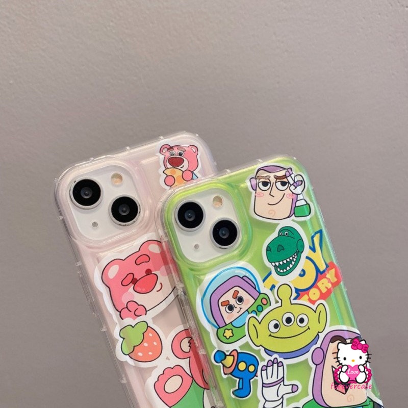 IPHONE Kompatibel Untuk Iphone11 14 13 12 Pro MAX XR 7 8 6 6S Plus X XS MAX Beruang Strawberry Lucu Manyo Kartun Toy Story Buzz Lightyear Alien Silicon TPU Lembut Shockproof Airbag Case