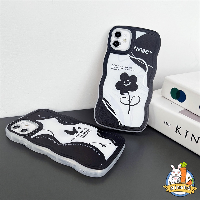 Casing Kompatibel Untuk iPhone14 13 12 11 Pro Max X Xr Xs Max8 7 6 6s Plus SE 2020 Fashion Butterfly Phone Case Anti-shock Anti Jatuh Perlindungan Lensa Wavy Edge Case Cover Pelindung