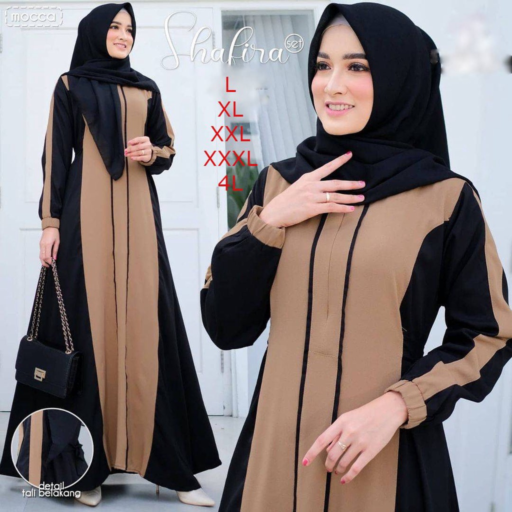Tren Baju Muslim Gamis Jumbo + Khimar Terkini 2021 Size L Xl Xxl Xxxl 4Xl Terlaris / Raya Dress By A