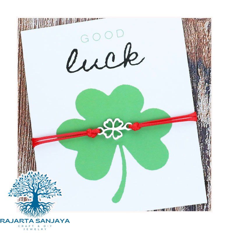 Gelang Keberuntungan Four-Leaf Clover Shamrock Perhiasan Untuk Wanita Pria