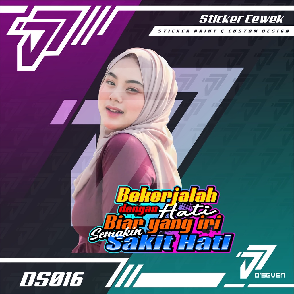 Stiker Foto Cewek Cantik Hijab Vector Custom Bisa Request Foto & Kata-kata - Stiker Mobil / Motor / 