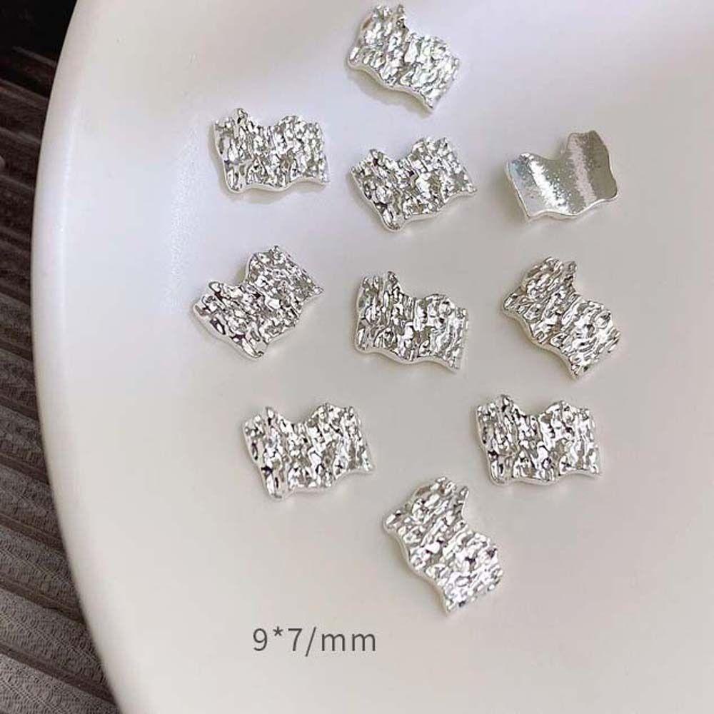 AUGUSTINA Agustina Dekorasi Kuku Logam Wanita Jepang Nail Art Berbentuk Tidak Teratur Emas Perak Manicure Aksesoris 3D Nail Drills