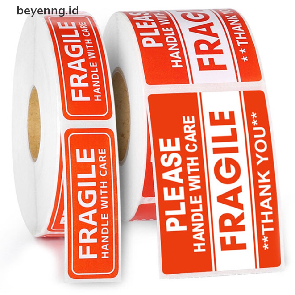 Beyen 1000Pcs Stiker Fragile Dan Pegangan Dengan Perawatan Untuk Pengiriman Mailing Handle Sticker ID