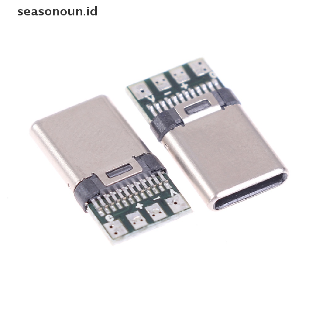 Seasonoun5 /10Pcs USB 3.1 Type C Male DIY Solder Kabel Plug Konektor Soket Papan PC.