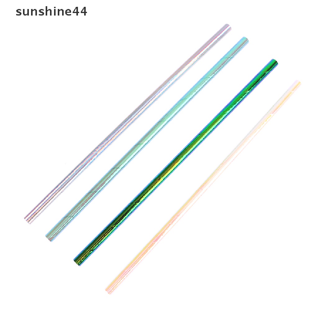 Sunshine 25Pcs Pearlescent Bronzing Paper Straw Gradasi Foil Sedotan Minum Decor ID