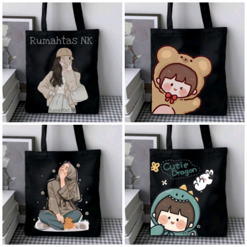 Tote bag remaja wanita keren Tas Sekolah girls Tas Belanja 37 x 31