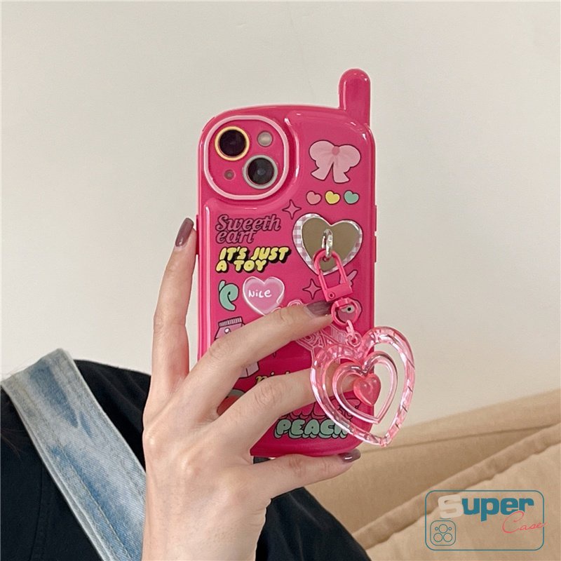IPHONE Ikatan Simpul Lucu Kelinci Graffiti Soft TPU Case Kompatibel Untuk Iphone8 7 Plus X XR 14 13 11 12 Pro MAX XS MAX SE 2020 Personal Retro Cellular Phone Shape Cover Dengan Liontin Cinta Hati