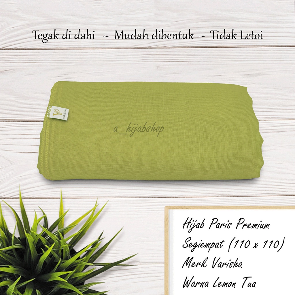 Kerudung Jilbab Segi Empat Bahan Katun Paris Polos Jadul Premium Varisha By Mardhatillah Warna hijau