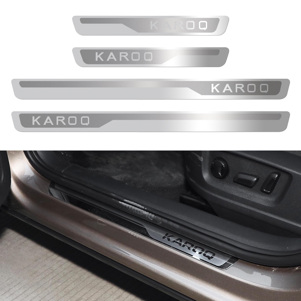 Mobil Styling Pintu Kusen Strip Untuk Skoda KAROQ 2017-2021 Stainless Steel Lecet Plat Peda Pedal Cover Stiker Aksesoris Mobil